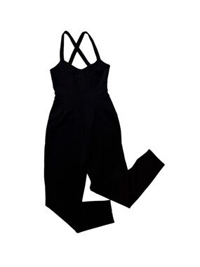 Anthropologie Black Jumpsuit Size XS Sleeveless Cross Back Elegant Romper.